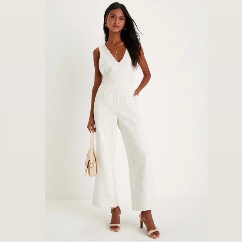 Lulu's White Sleeveless Jumpsuit
